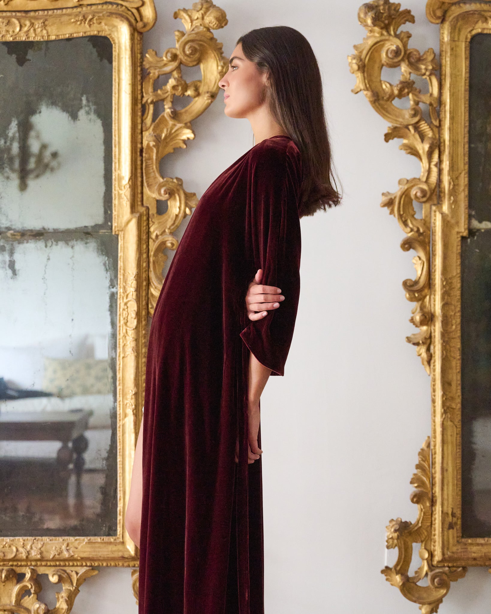 Jane Burgundy Velvet Robe