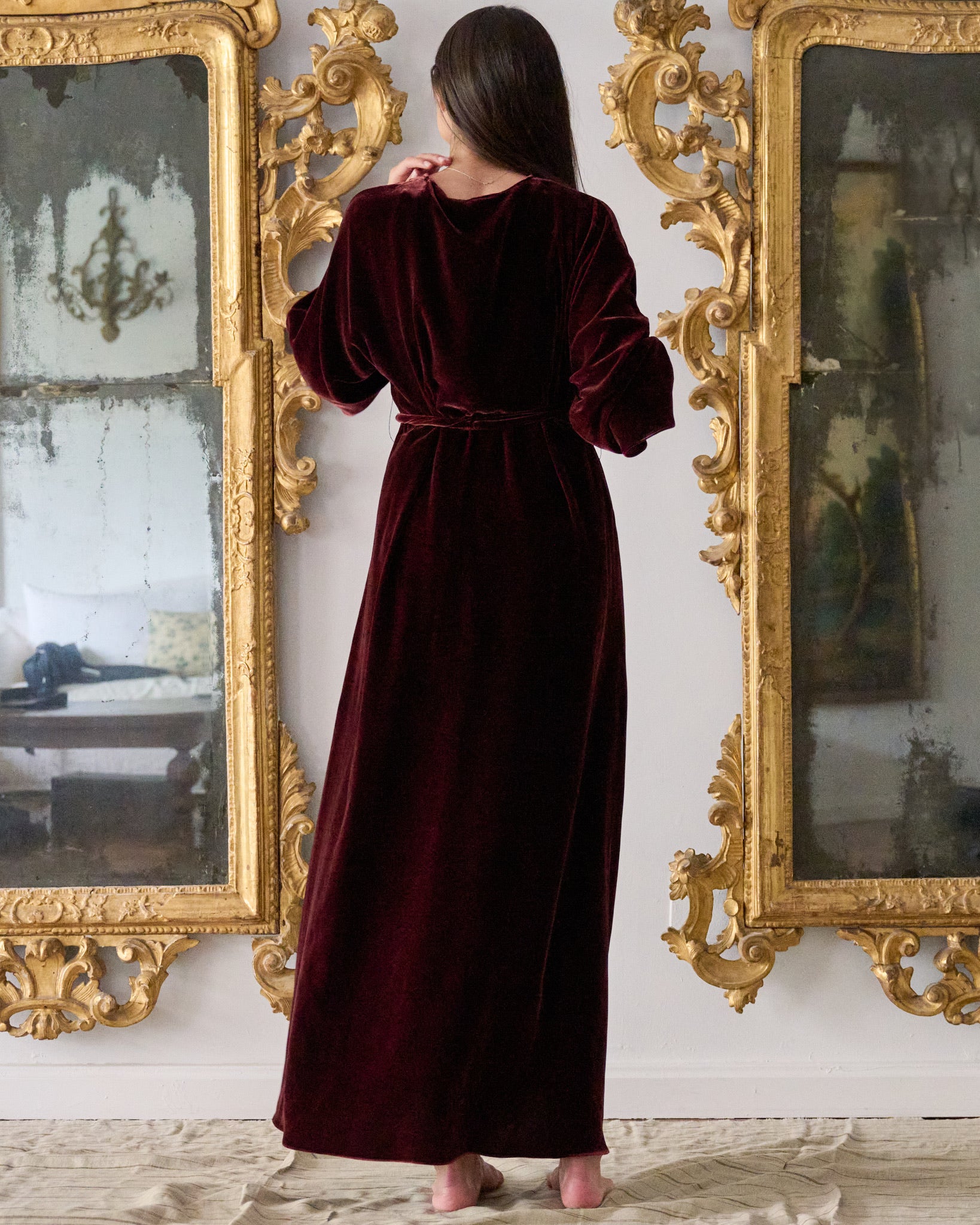 Jane Burgundy Velvet Robe