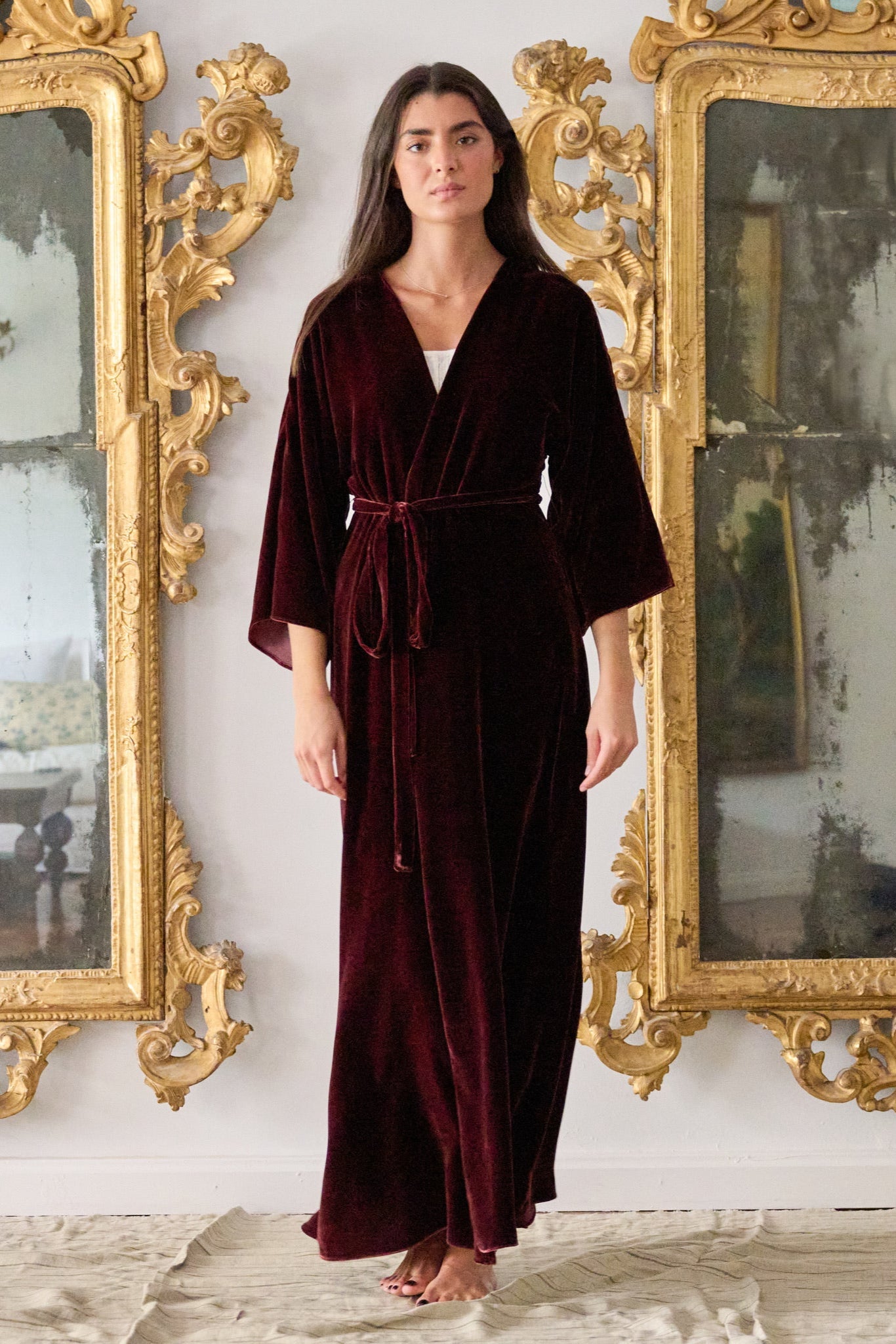 Jane Burgundy Velvet Robe