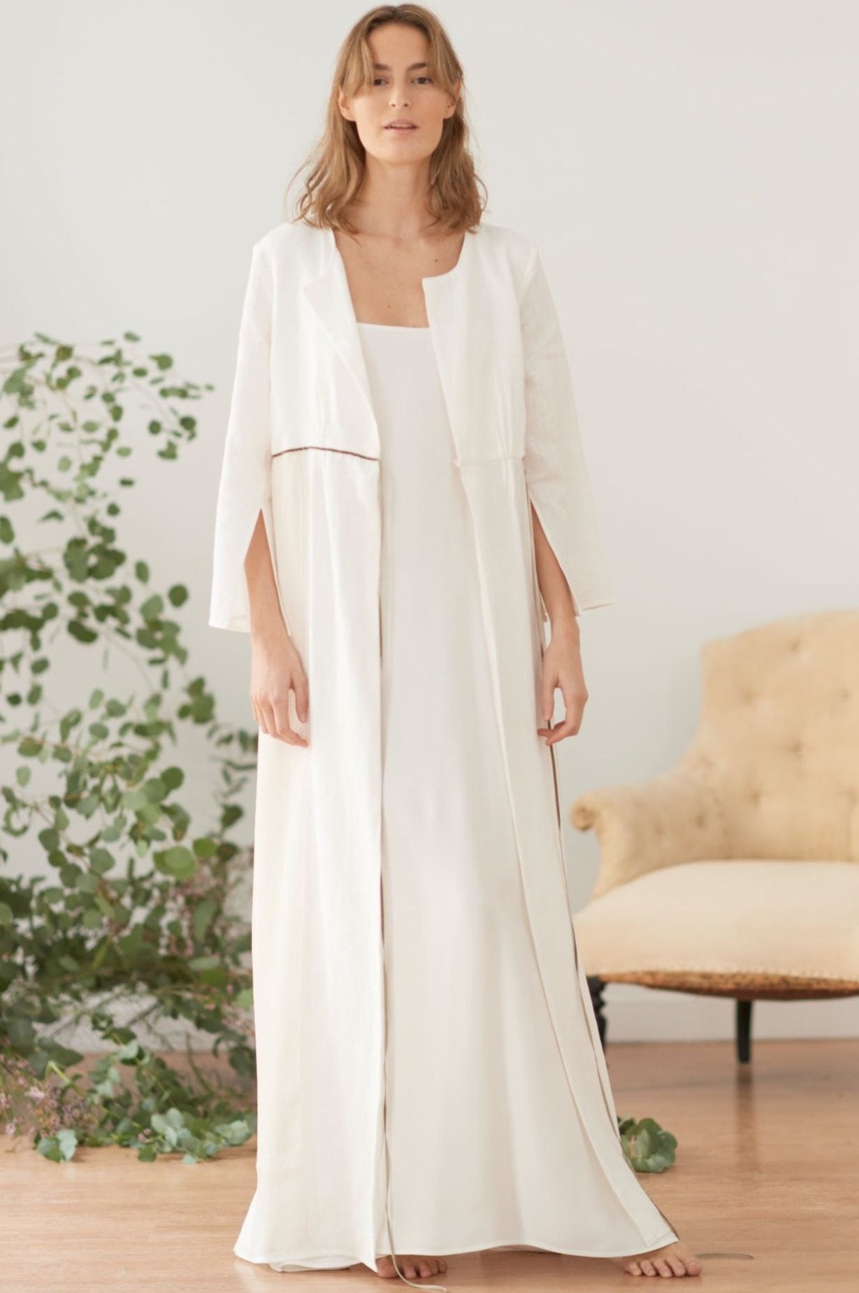 Pavlova Robe in Linen & Chiffon