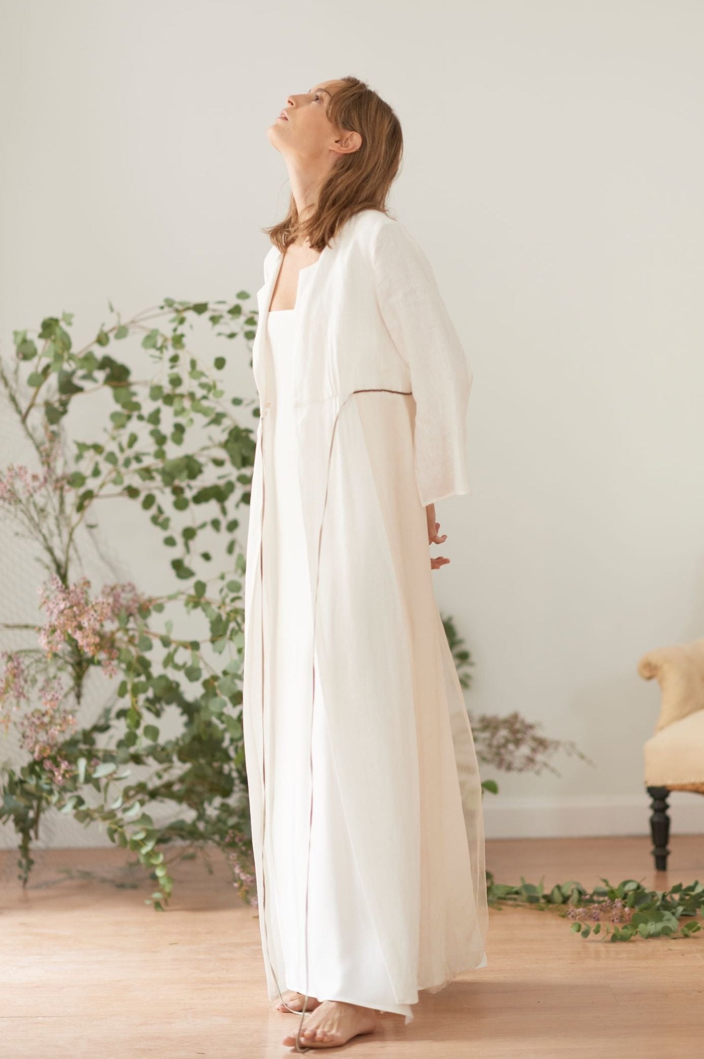 Pavlova Robe in Linen & Chiffon