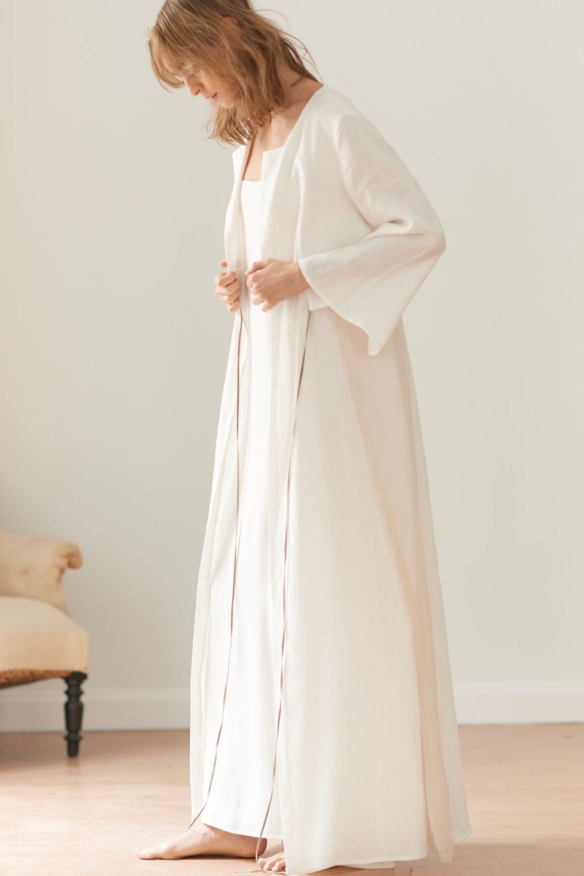 Pavlova Robe in Linen & Chiffon