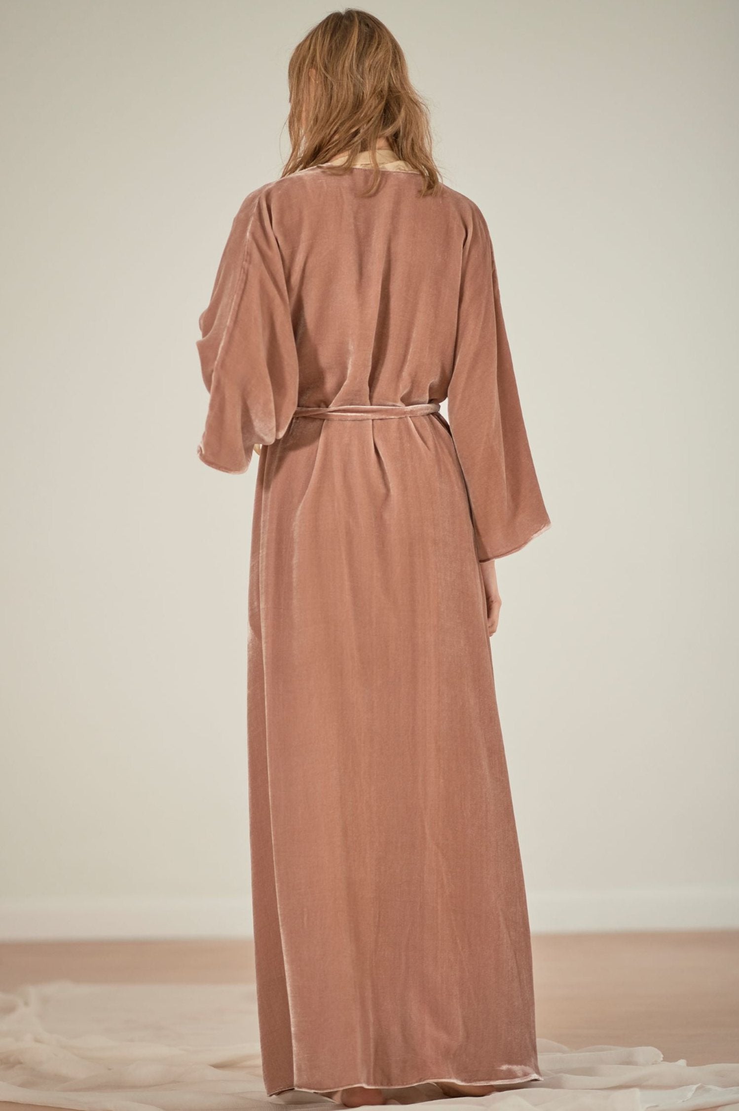 Jane Robe in Camel Velvet
