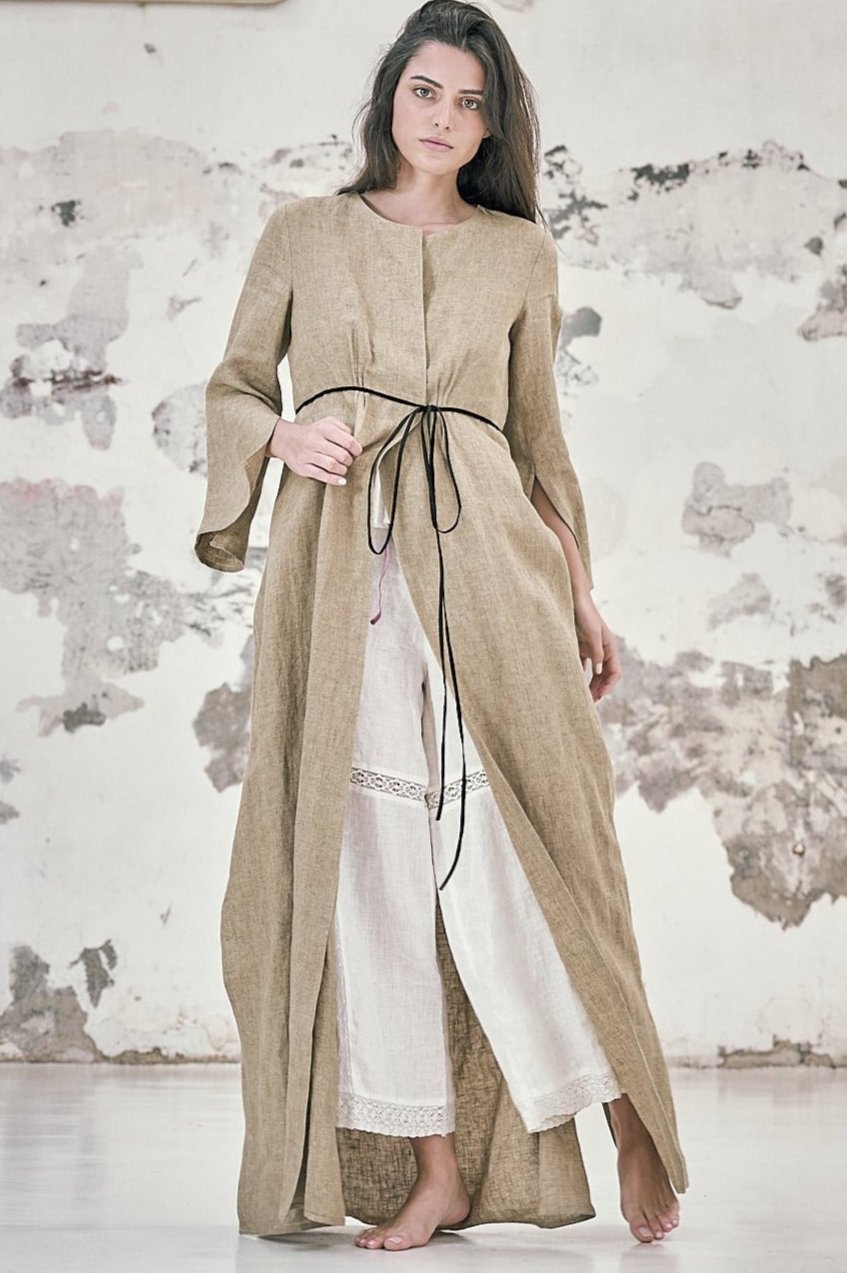 Pavlova Robe in Sand Linen