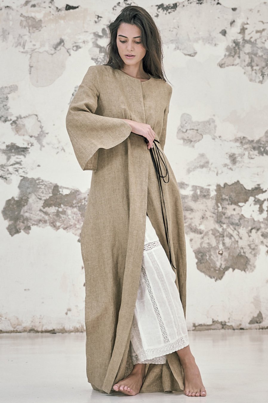 Pavlova Robe in Sand Linen