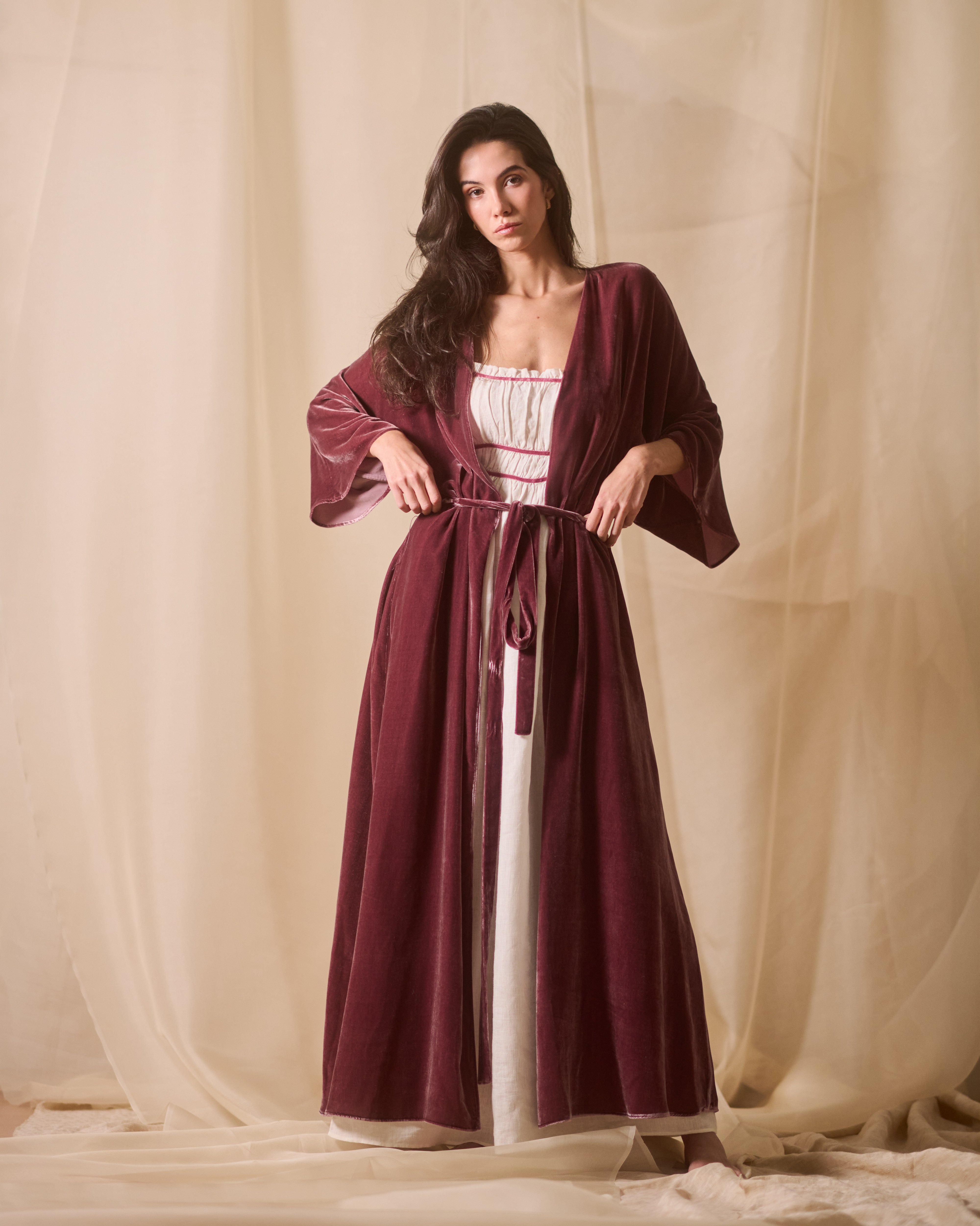 Jane Robe in Camel Velvet