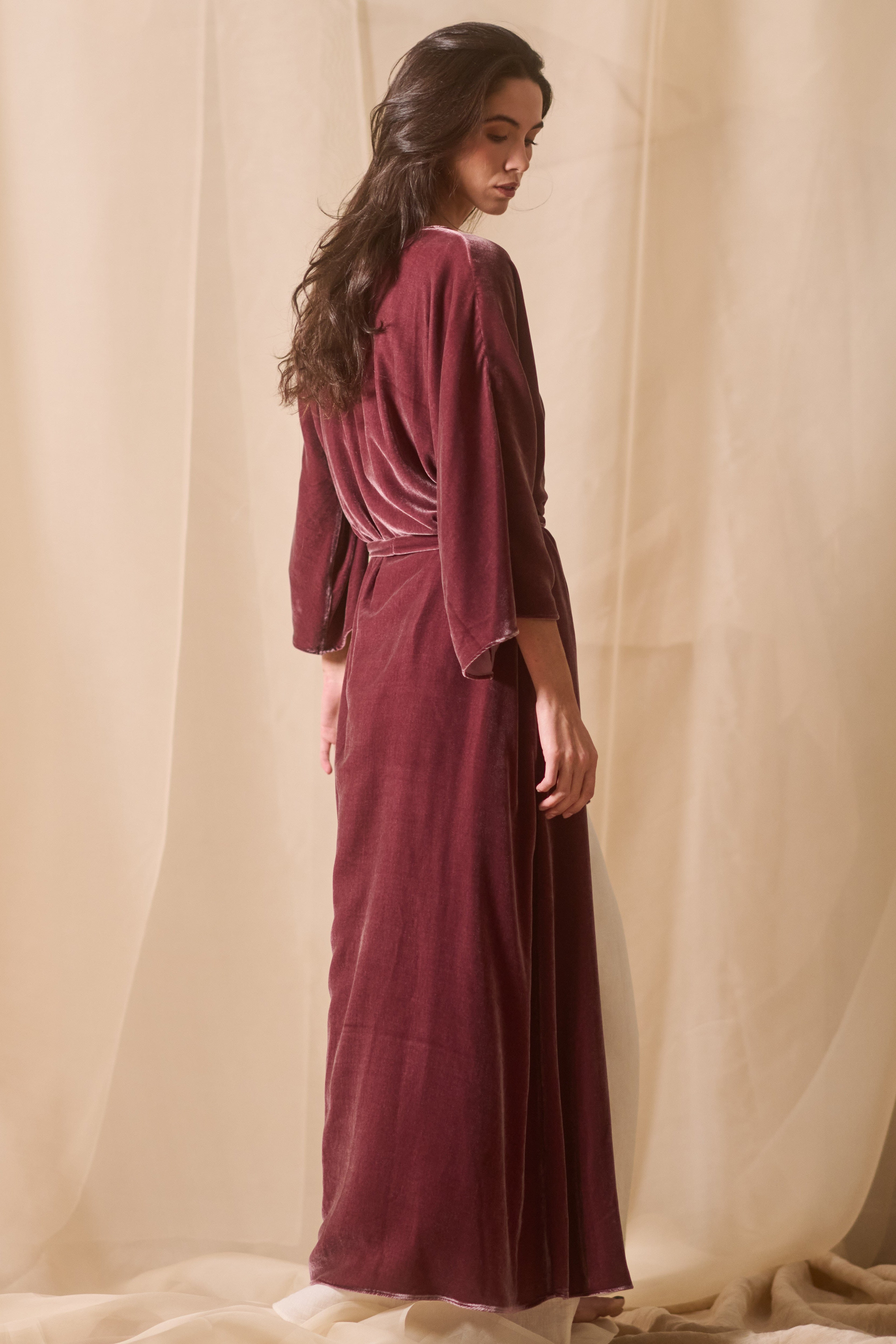 Jane Robe in Camel Velvet