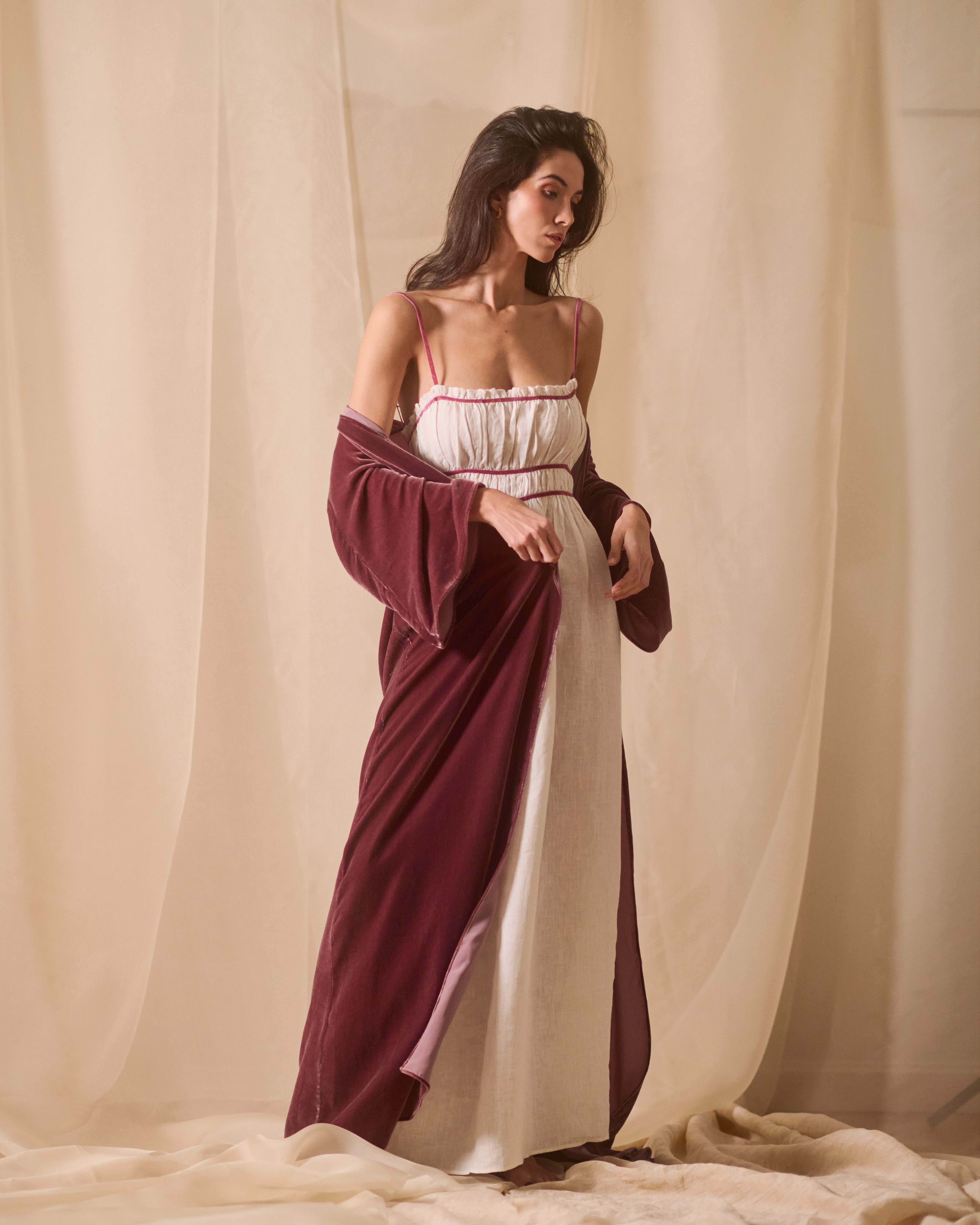 Jane Robe in Camel Velvet