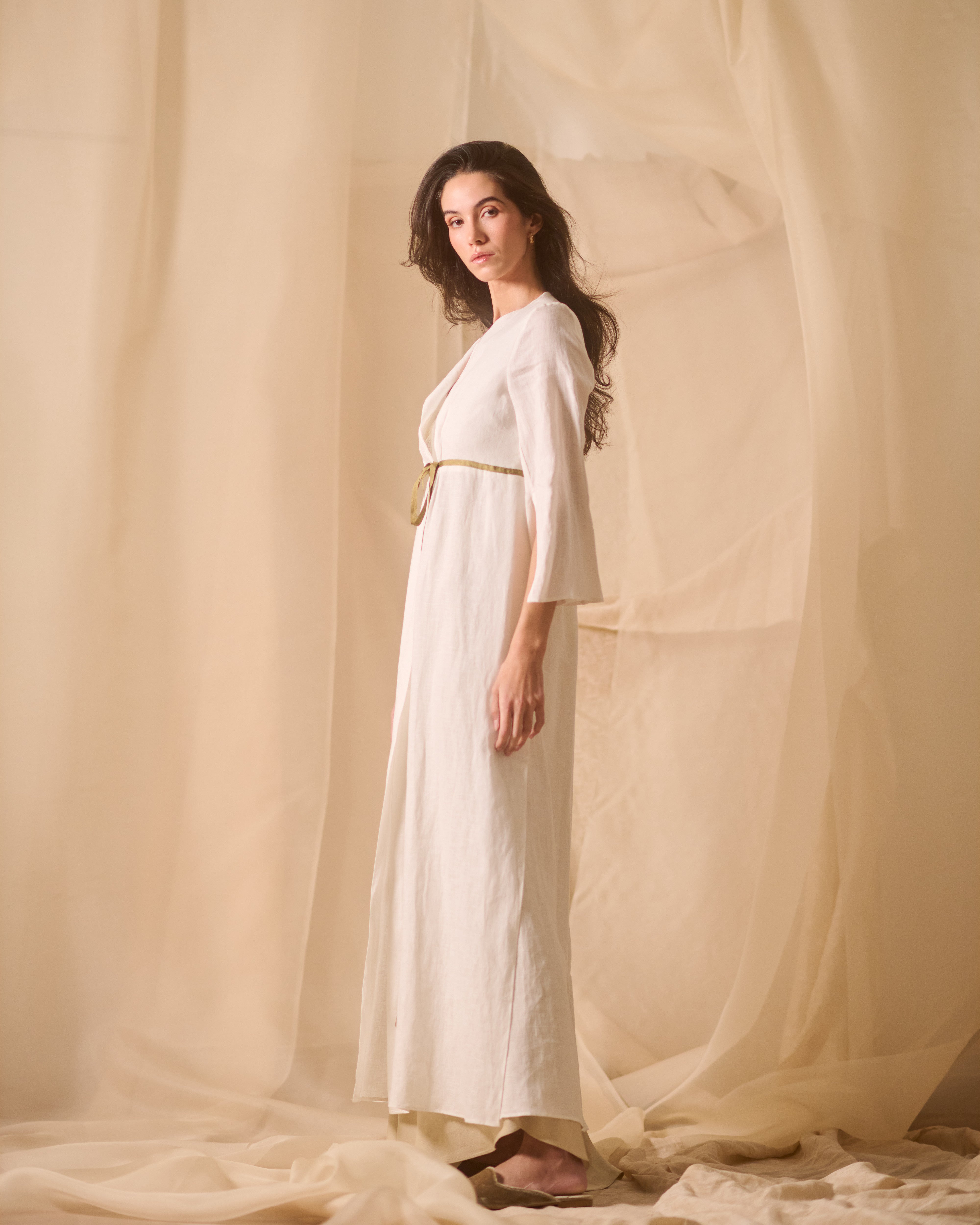 Pavlova Robe in Linen & Chiffon