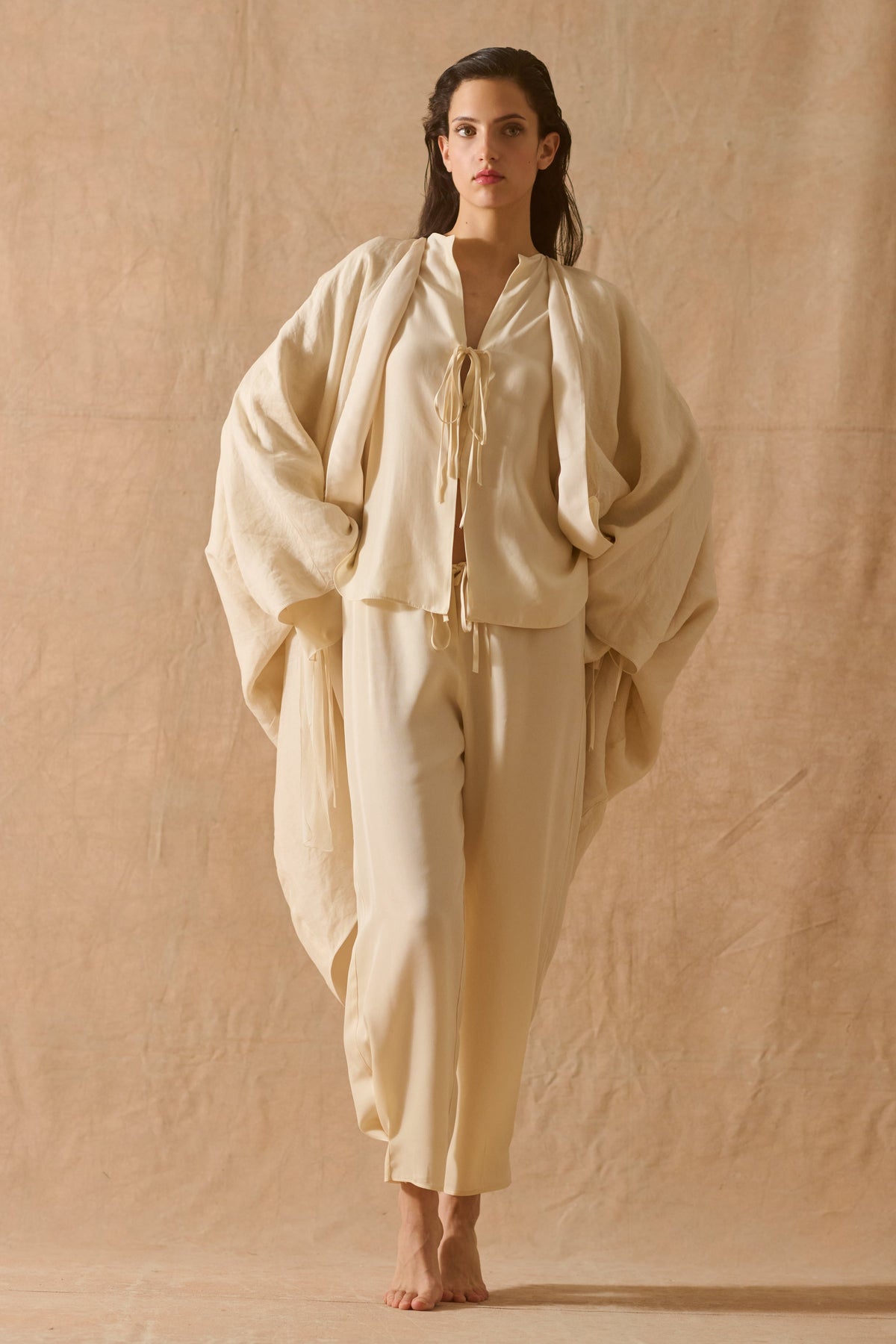 ELOISE REVERSIBLE CUPRO/RAMIE ROBE