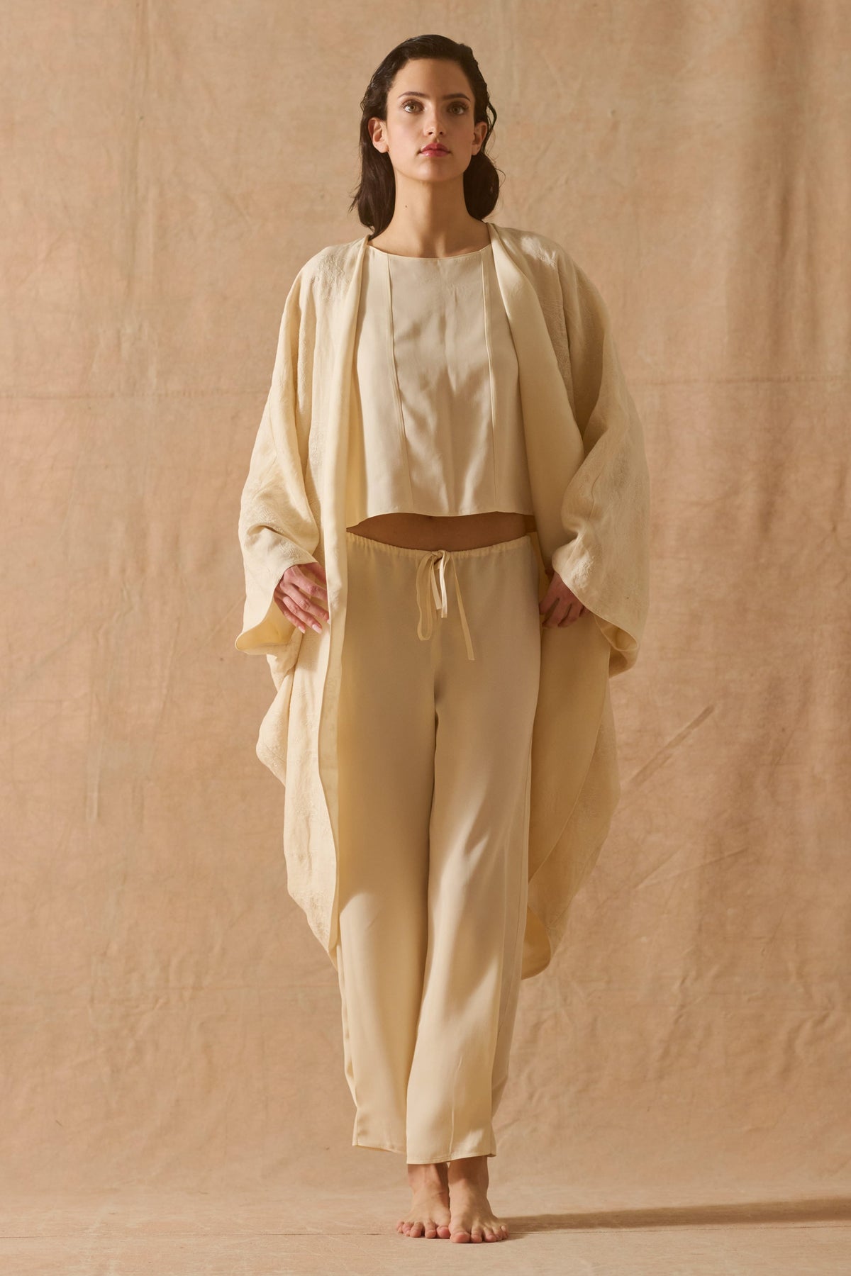 REVERSIBLE EMBROIDERED CUPRO/RAMIE ELOISE ROBE